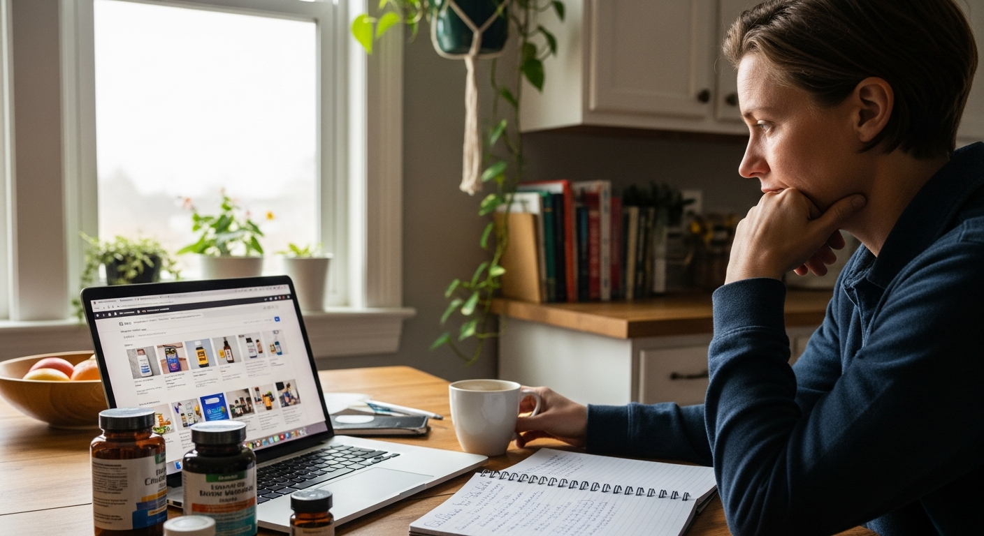 Recherche zu Abnehm-Produkten im Internet — Faktencheck am Laptop